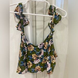 Green floral Crop top